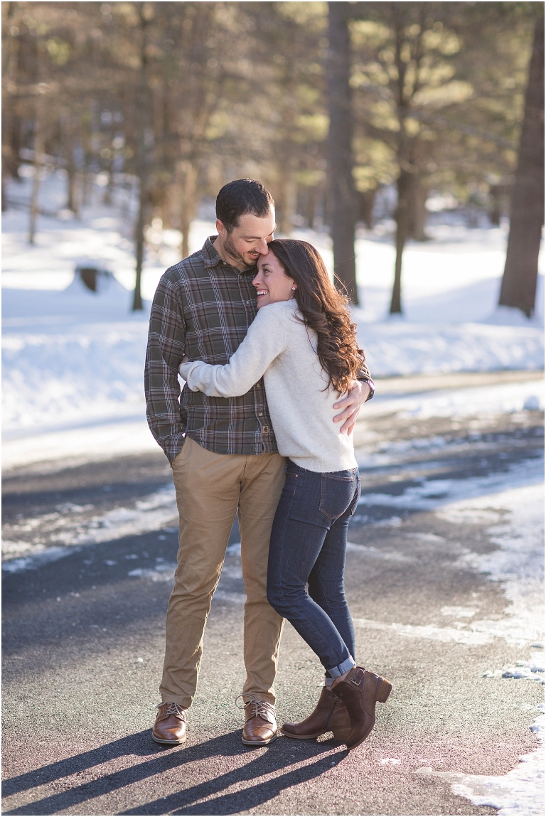 Lost River State Park winter engagement session surrounded by fresh snow in the Virginia mountains.