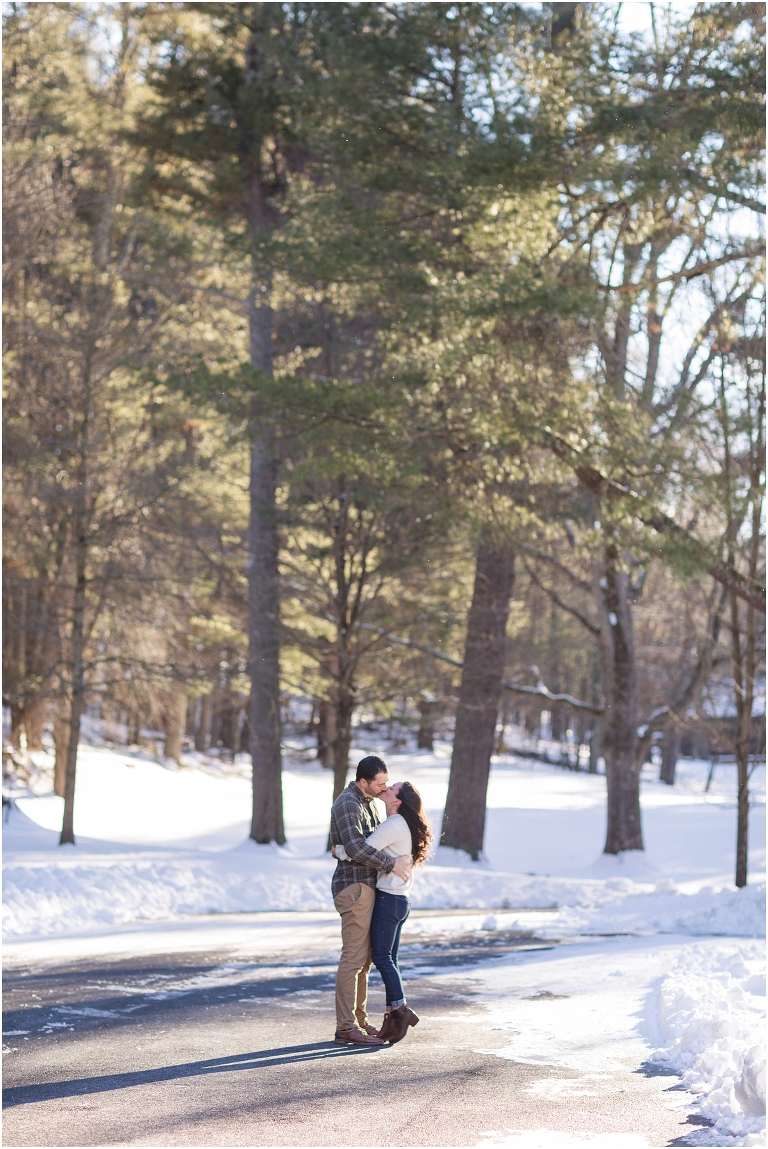 Lost River State Park winter engagement session surrounded by fresh snow in the Virginia mountains.