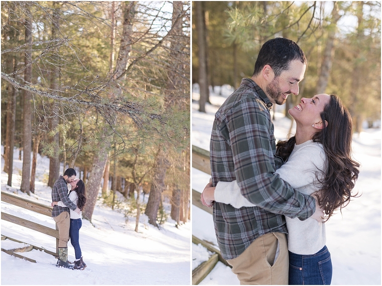 Lost River State Park winter engagement session surrounded by fresh snow in the Virginia mountains.