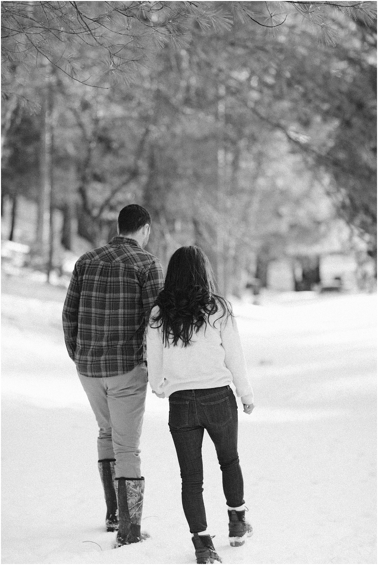 Lost River State Park winter engagement session surrounded by fresh snow in the Virginia mountains.