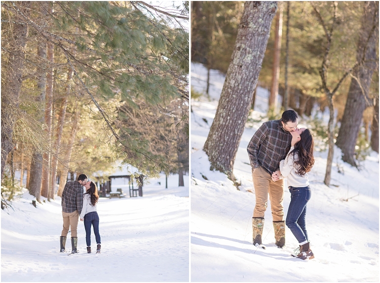 Lost River State Park winter engagement session surrounded by fresh snow in the Virginia mountains.