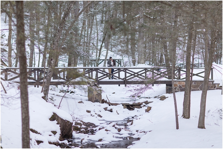 Lost River State Park winter engagement session surrounded by fresh snow in the Virginia mountains.