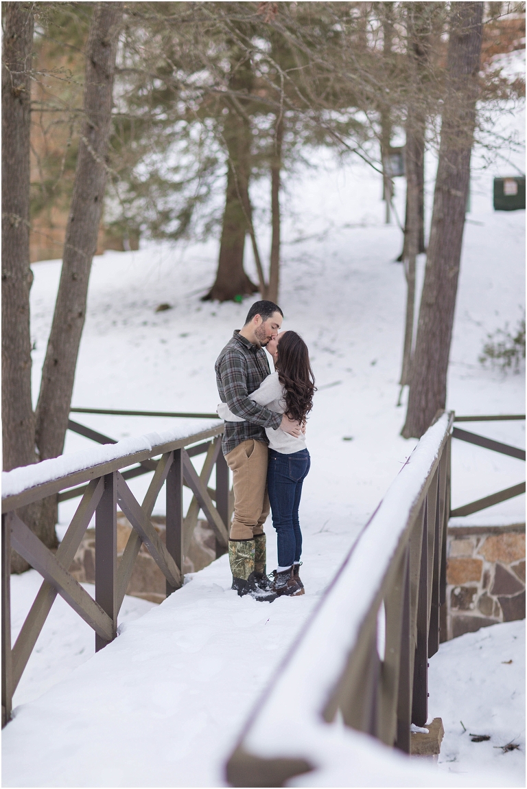 Lost River State Park winter engagement session surrounded by fresh snow in the Virginia mountains.