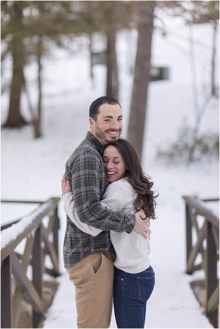 Lost River State Park winter engagement session surrounded by fresh snow in the Virginia mountains.