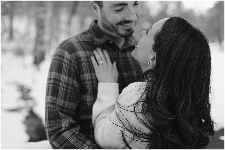 Lost River State Park winter engagement session surrounded by fresh snow in the Virginia mountains.
