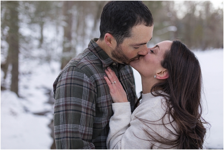 Lost River State Park winter engagement session surrounded by fresh snow in the Virginia mountains.