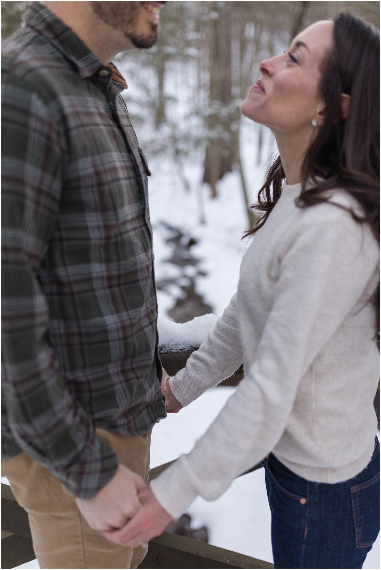 Lost River State Park winter engagement session surrounded by fresh snow in the Virginia mountains.