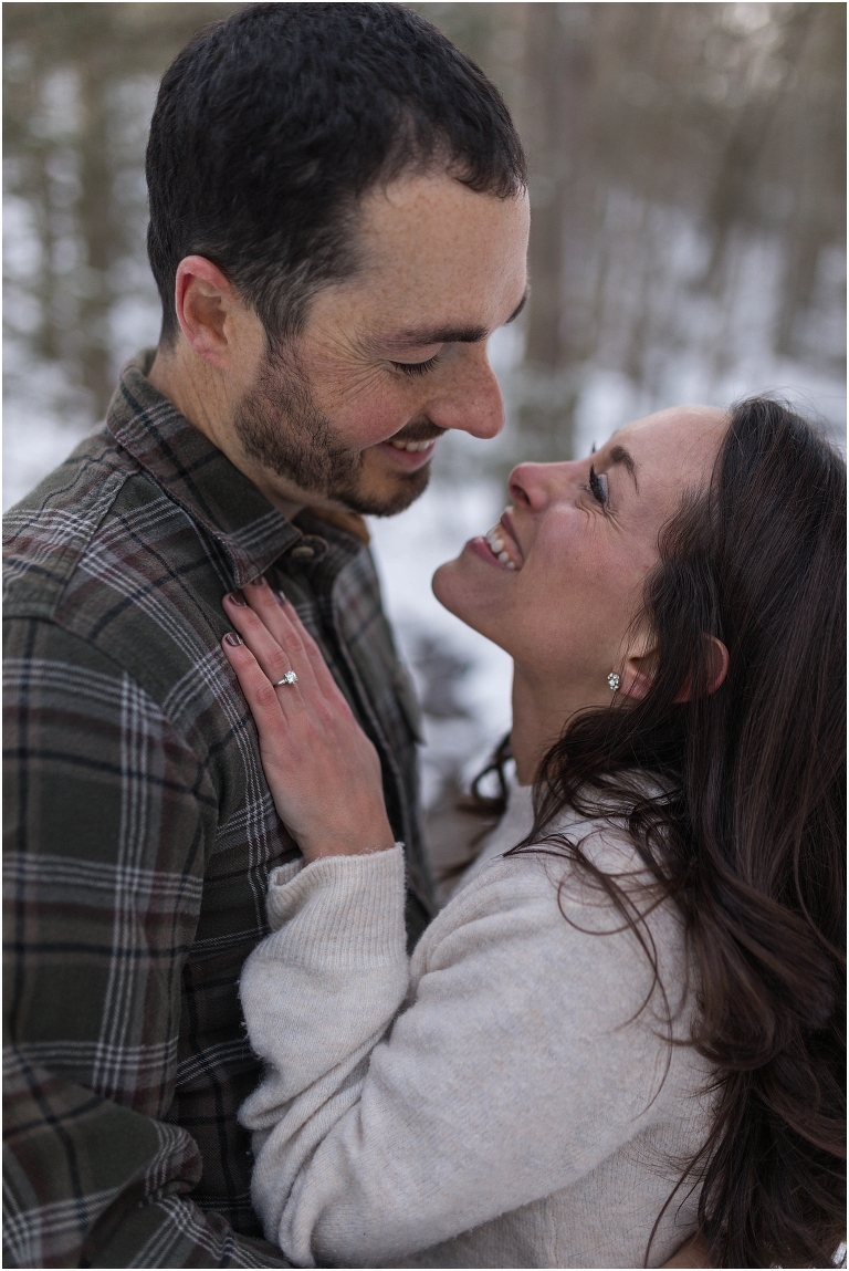 Lost River State Park winter engagement session surrounded by fresh snow in the Virginia mountains.