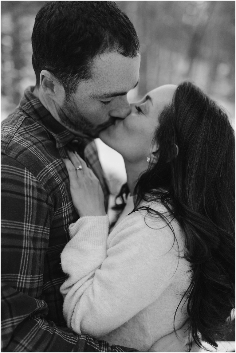 Lost River State Park winter engagement session surrounded by fresh snow in the Virginia mountains.