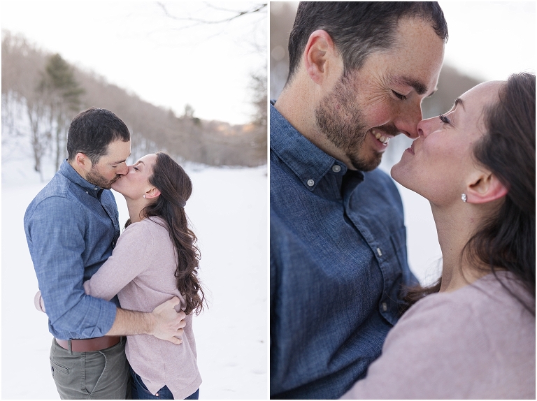 Lost River State Park winter engagement session surrounded by fresh snow in the Virginia mountains.