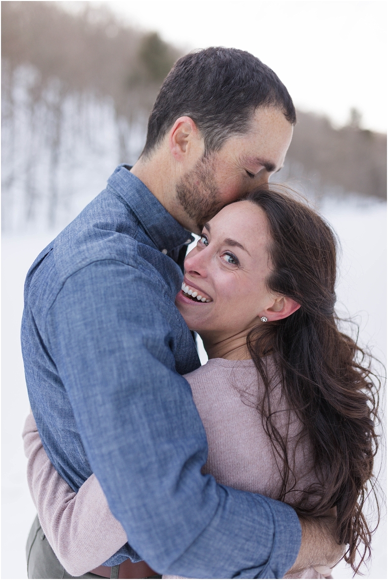 Lost River State Park winter engagement session surrounded by fresh snow in the Virginia mountains.