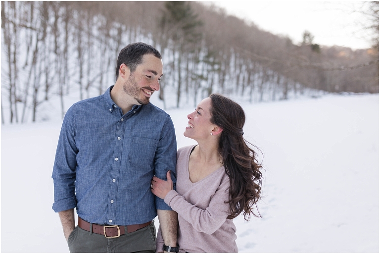 Lost River State Park winter engagement session surrounded by fresh snow in the Virginia mountains.