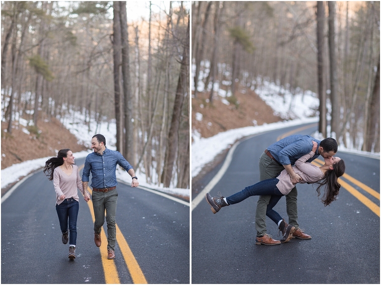 Lost River State Park winter engagement session surrounded by fresh snow in the Virginia mountains.