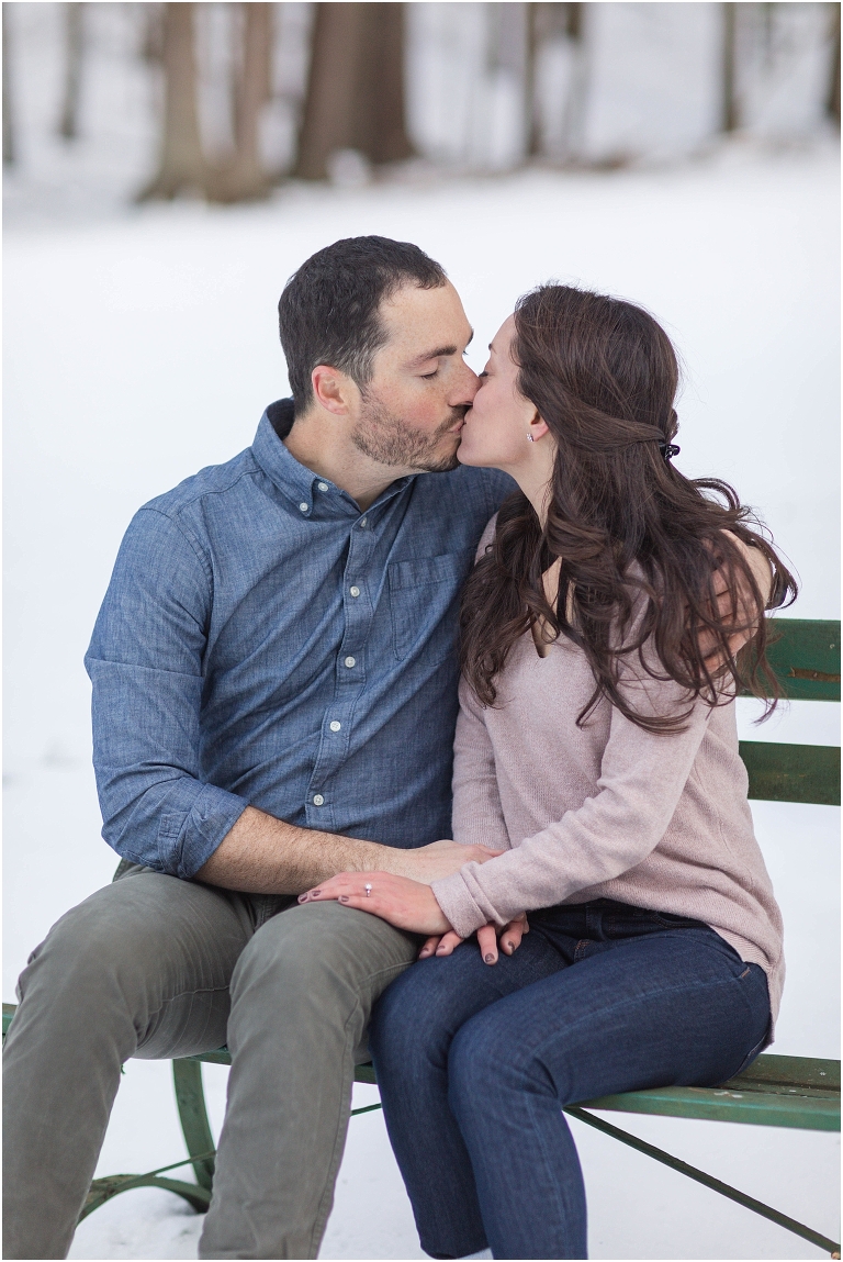 Lost River State Park winter engagement session surrounded by fresh snow in the Virginia mountains.