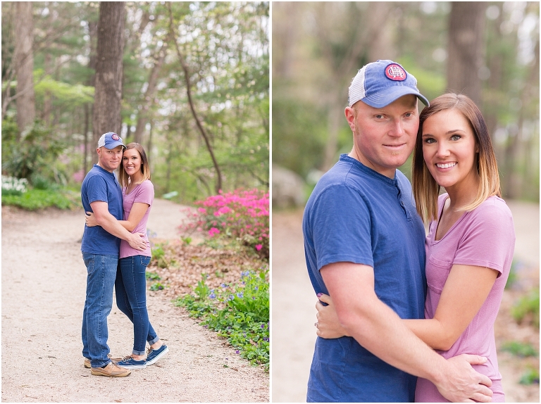 Spring Edith J. Carrier Arboretum engagement session in Harrisonburg Virginia with colorful blooms flowers