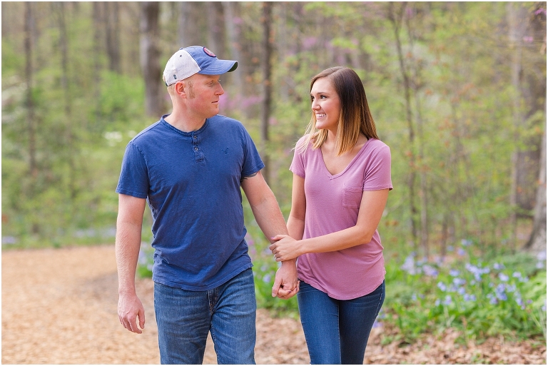 Spring Edith J. Carrier Arboretum engagement session in Harrisonburg Virginia with colorful blooms flowers