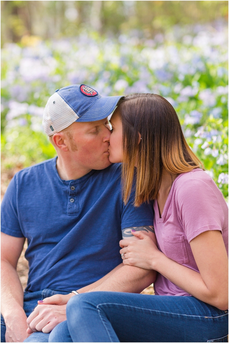 Spring Edith J. Carrier Arboretum engagement session in Harrisonburg Virginia with colorful blooms flowers
