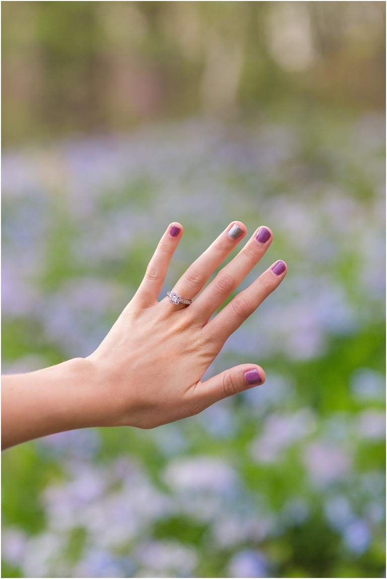 Spring Edith J. Carrier Arboretum engagement session in Harrisonburg Virginia with colorful blooms flowers