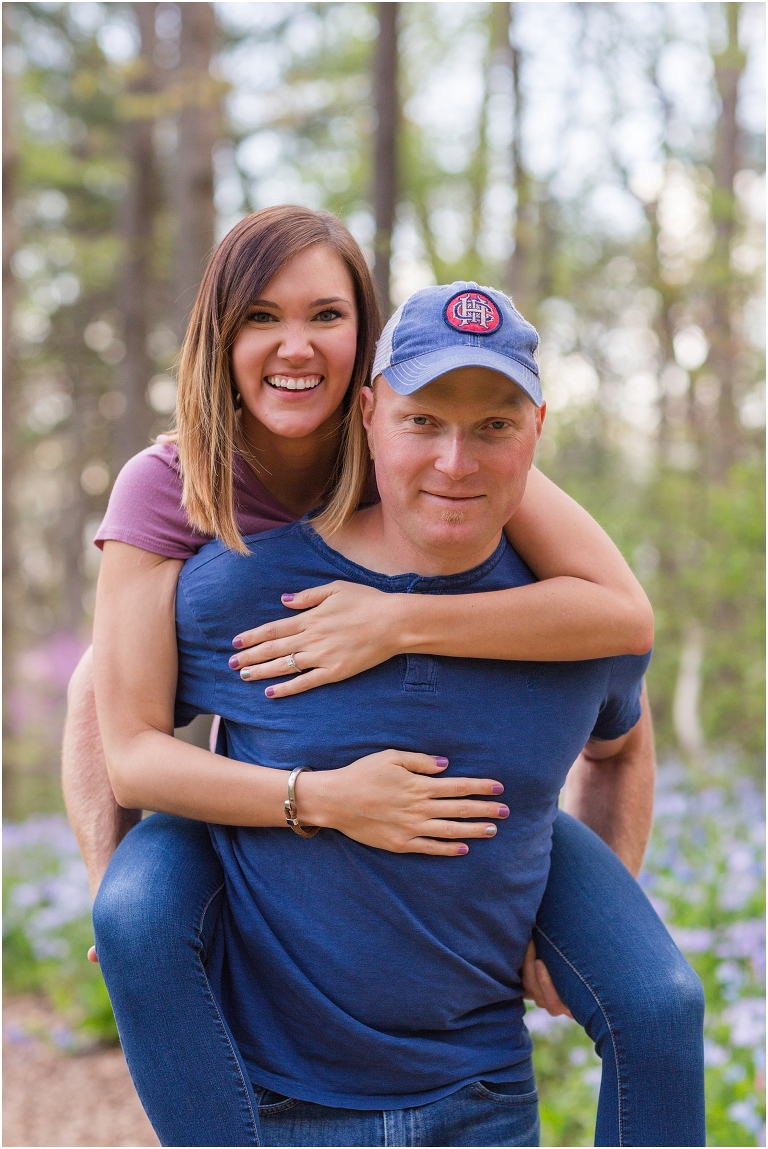 Spring Edith J. Carrier Arboretum engagement session in Harrisonburg Virginia with colorful blooms flowers