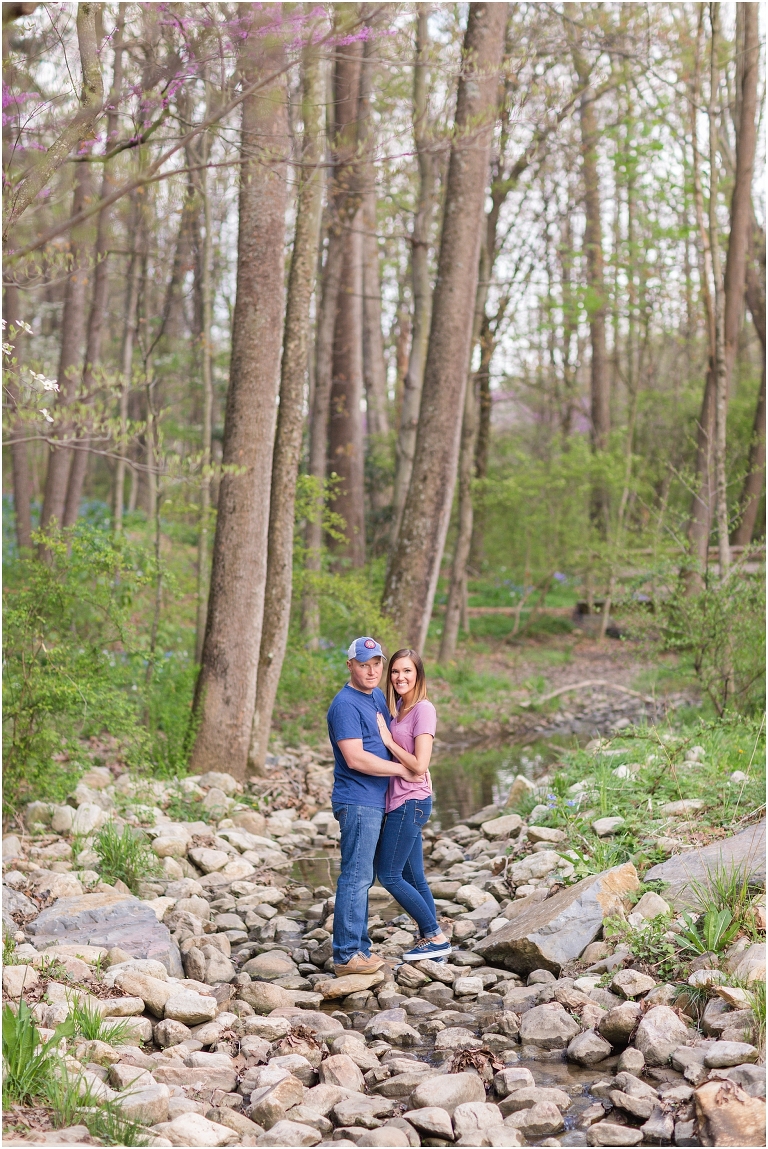 Spring Edith J. Carrier Arboretum engagement session in Harrisonburg Virginia with colorful blooms flowers