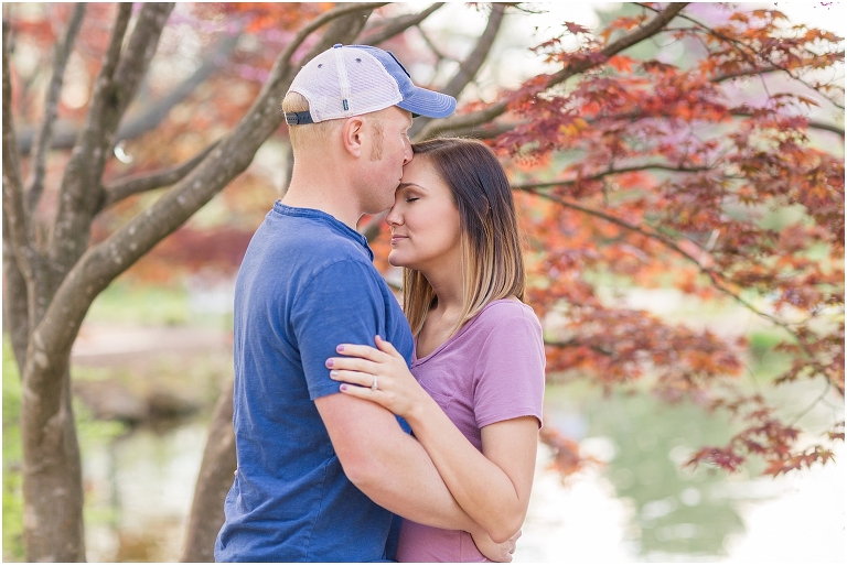 Spring Edith J. Carrier Arboretum engagement session in Harrisonburg Virginia with colorful blooms flowers