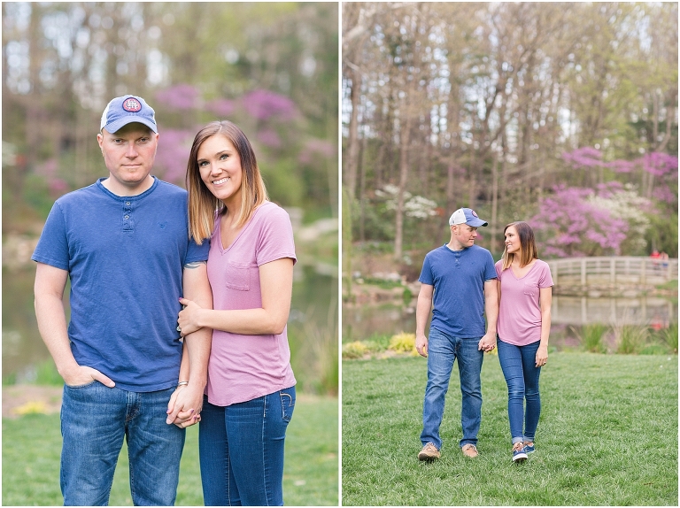 Spring Edith J. Carrier Arboretum engagement session in Harrisonburg Virginia with colorful blooms flowers