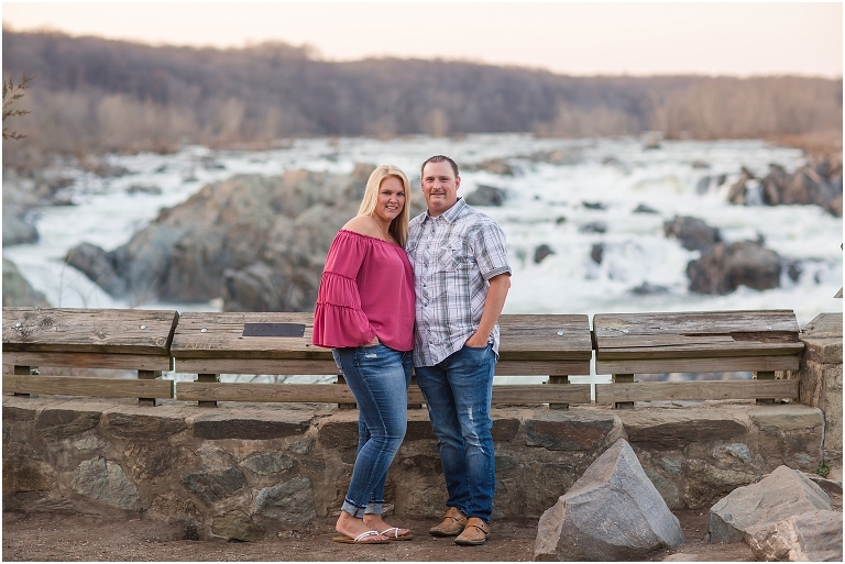 Great Falls Park spring sunset engagement session in Northern Virginia