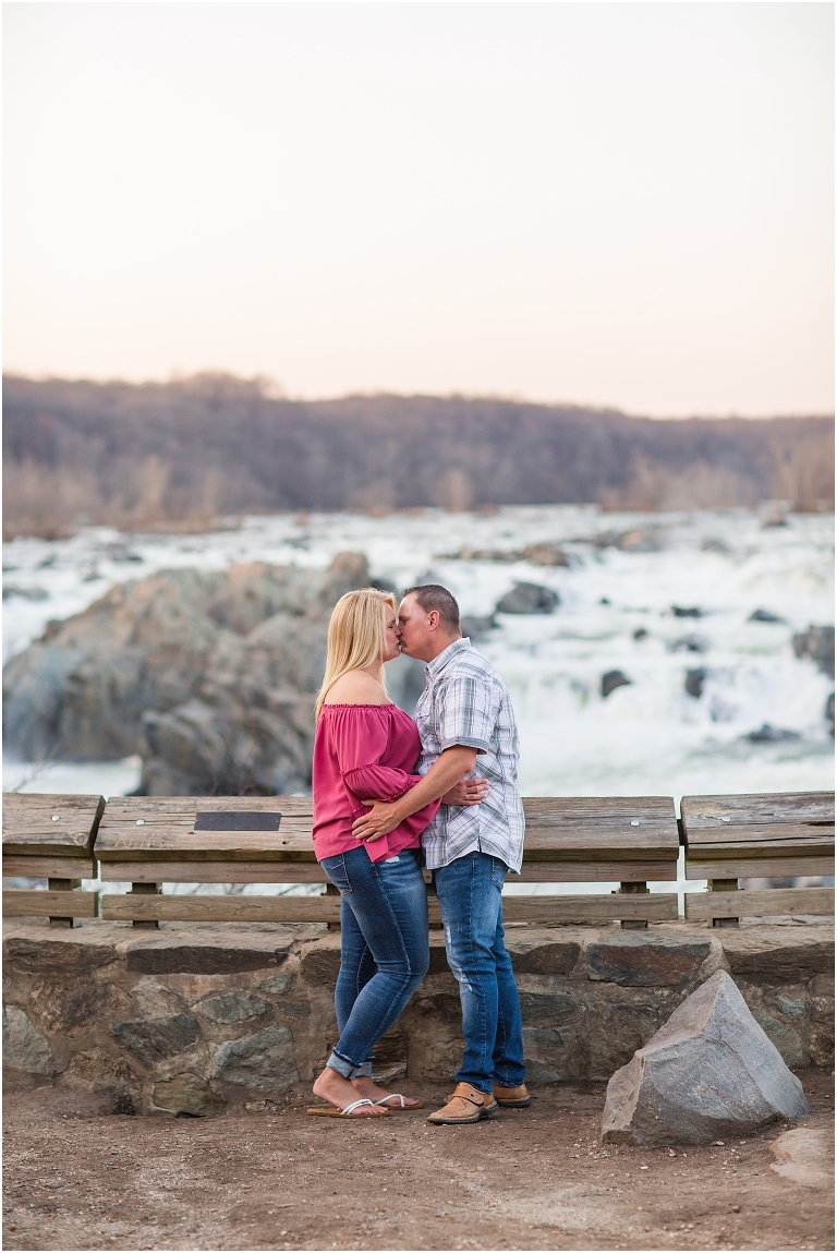 Great Falls Park spring sunset engagement session in Northern Virginia