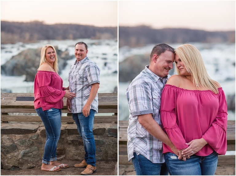 Great Falls Park spring sunset engagement session in Northern Virginia