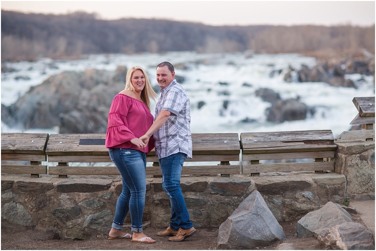 Great Falls Park spring sunset engagement session in Northern Virginia