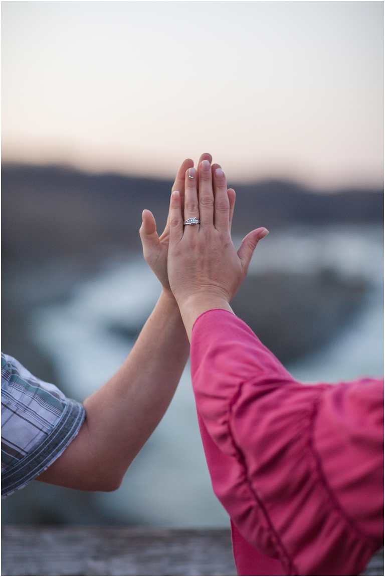 Great Falls Park spring sunset engagement session in Northern Virginia