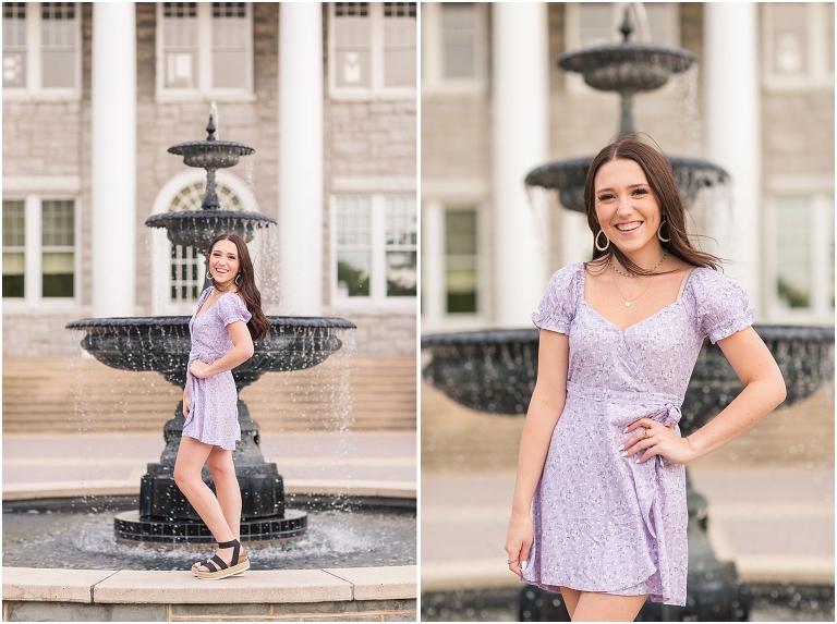 Spring Harrisonburg high school senior portraits on the James Madison University Quad and Edith J. Carrier Arboretum