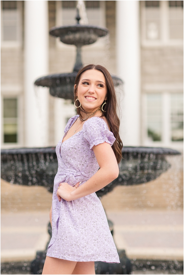 Spring Harrisonburg high school senior portraits on the James Madison University Quad and Edith J. Carrier Arboretum
