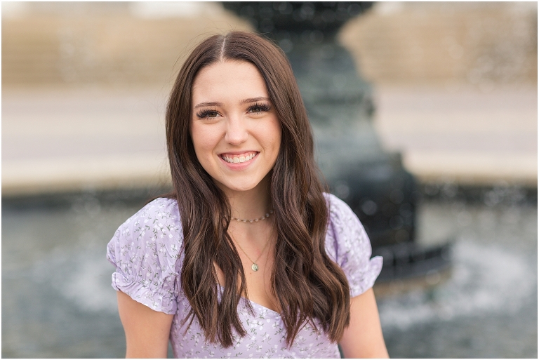 Spring Harrisonburg high school senior portraits on the James Madison University Quad and Edith J. Carrier Arboretum