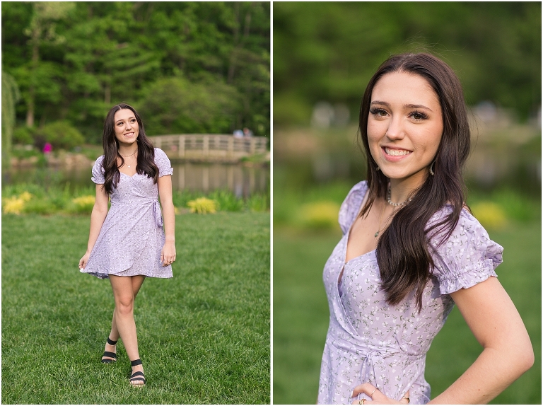 Spring Harrisonburg high school senior portraits on the James Madison University Quad and Edith J. Carrier Arboretum