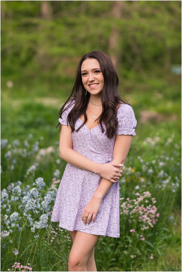 Spring Harrisonburg high school senior portraits on the James Madison University Quad and Edith J. Carrier Arboretum