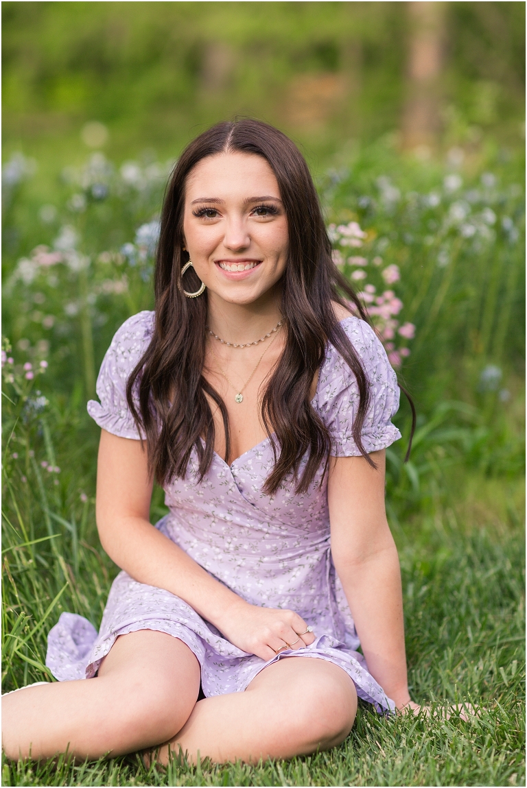 Spring Harrisonburg high school senior portraits on the James Madison University Quad and Edith J. Carrier Arboretum