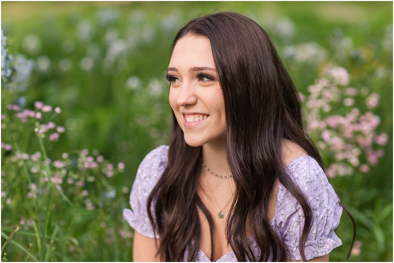Spring Harrisonburg high school senior portraits on the James Madison University Quad and Edith J. Carrier Arboretum