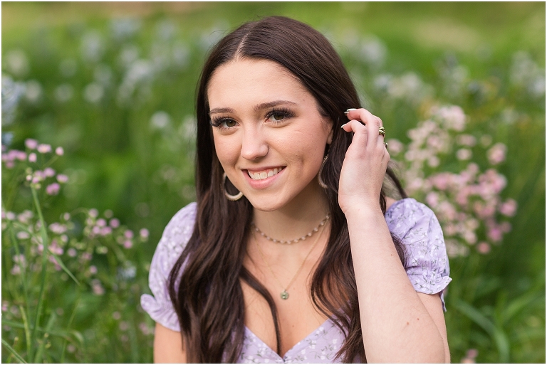 Spring Harrisonburg high school senior portraits on the James Madison University Quad and Edith J. Carrier Arboretum
