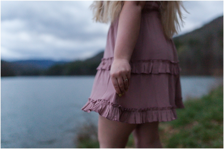 Sunset lakeside senior portraits