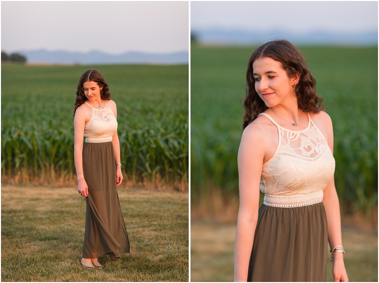 iZ Byer White Top Olive Green Skirt Long Dress - S Sydney Kane Photography Client Closet