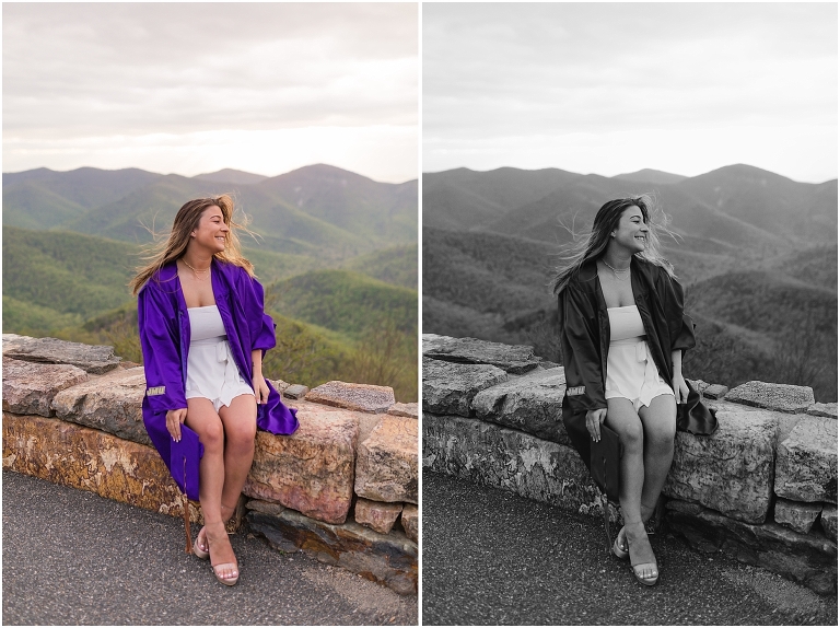 Skyline Drive sunset mountain view overlook senior graduation portraits