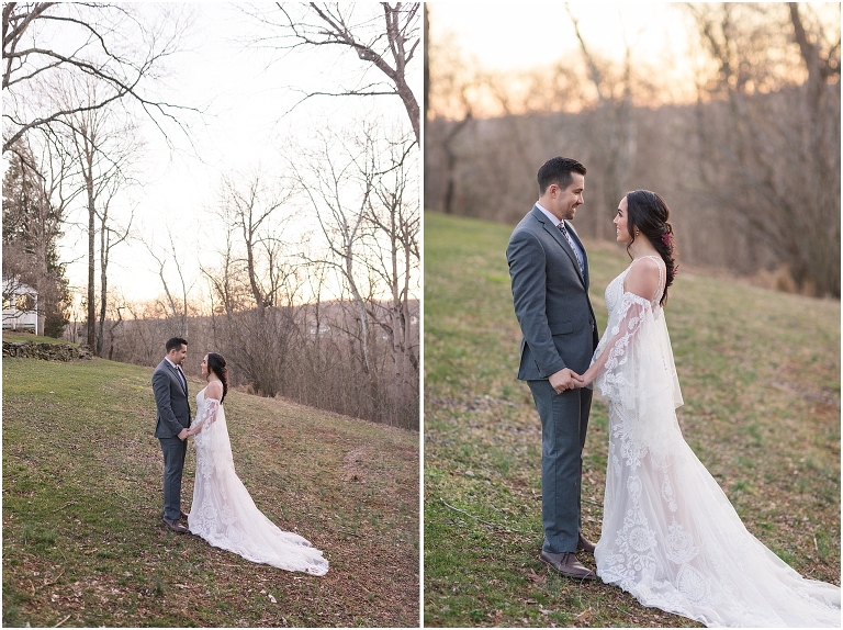 Boho intimate wedding woodsy elopement inspiration in the forest during golden hour in Virginia
