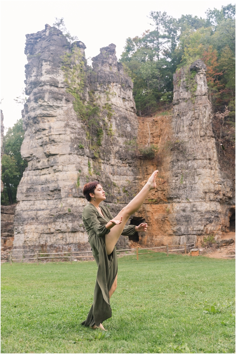 Avatar the Last Airbender inspired earthbending portrait session throwing rocks in front of rock formations