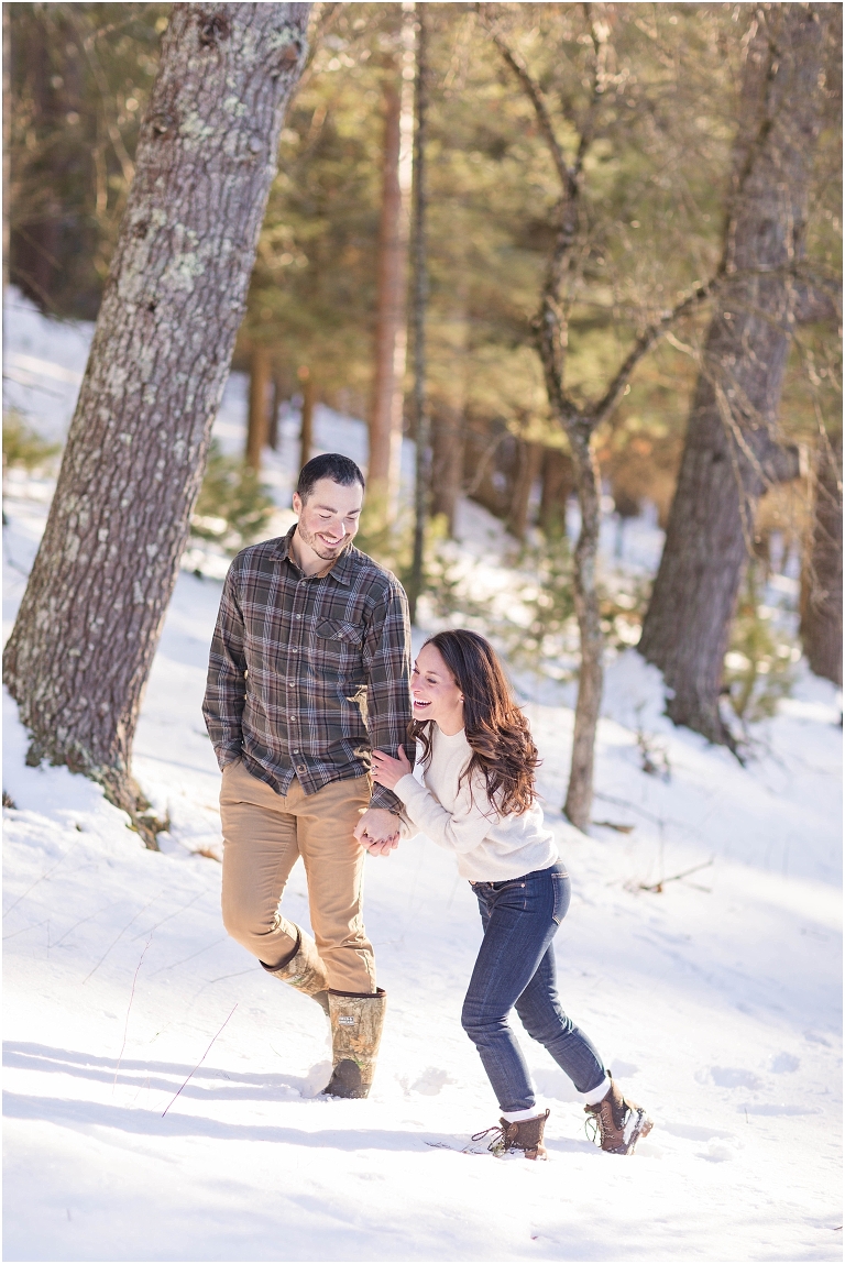 Hannah and Brad’s snowy Lost River State Park engagement session was filled with sweaters, cuddles, and the most gorgeous winter light.