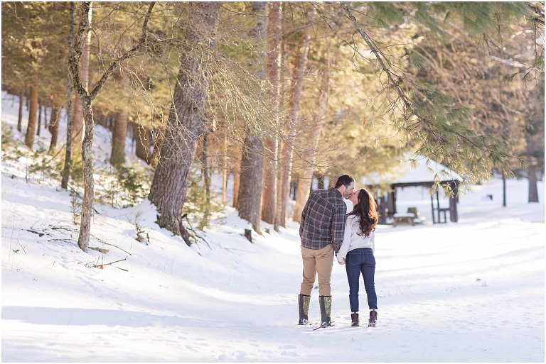 Hannah and Brad’s snowy Lost River State Park engagement session was filled with sweaters, cuddles, and the most gorgeous winter light.