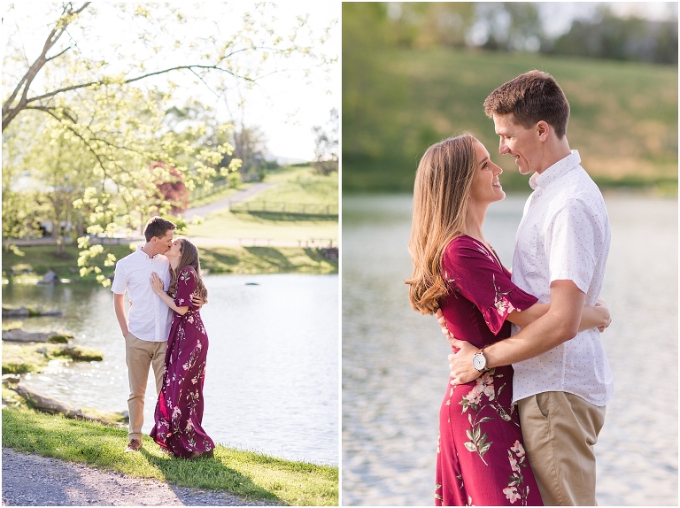 Savanna & Colin's Big Spring Farm spring floral engagement session was a dream. We met at Big Spring Farm just as the trees started blooming, and we had the most magical light for their waterfront engagement session. After walking around and taking photos with all the beautiful trees, we ended the session by getting into the canoe and fighting the wind to get some fun water photos.
