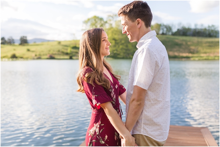 Savanna & Colin's Big Spring Farm spring floral engagement session was a dream. We met at Big Spring Farm just as the trees started blooming, and we had the most magical light for their waterfront engagement session. After walking around and taking photos with all the beautiful trees, we ended the session by getting into the canoe and fighting the wind to get some fun water photos.