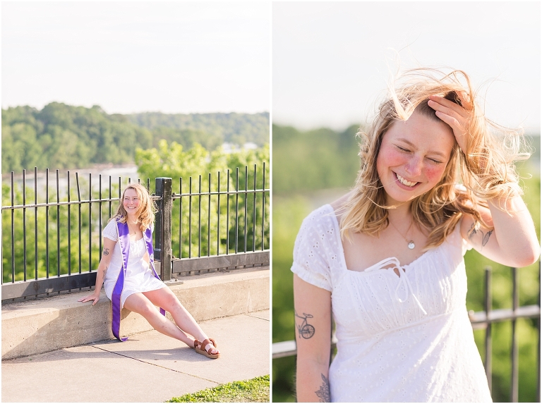 Virginia Commonwealth University college graduation portraits at a river overlook in Richmond, Virginia senior graduation portrait photographer