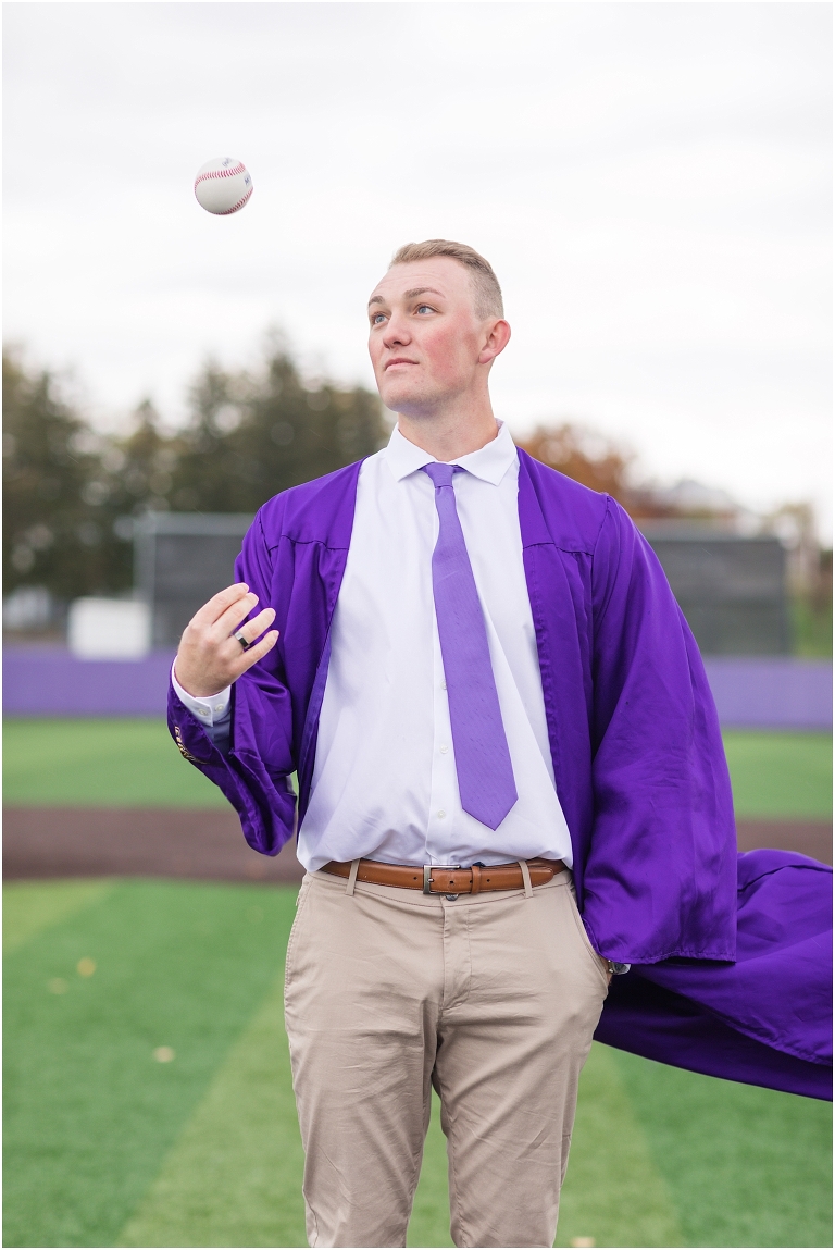 James Madison University senior graduation photos. Harrisonburg Virginia senior portrait photographer. Senior baseball guy portraits